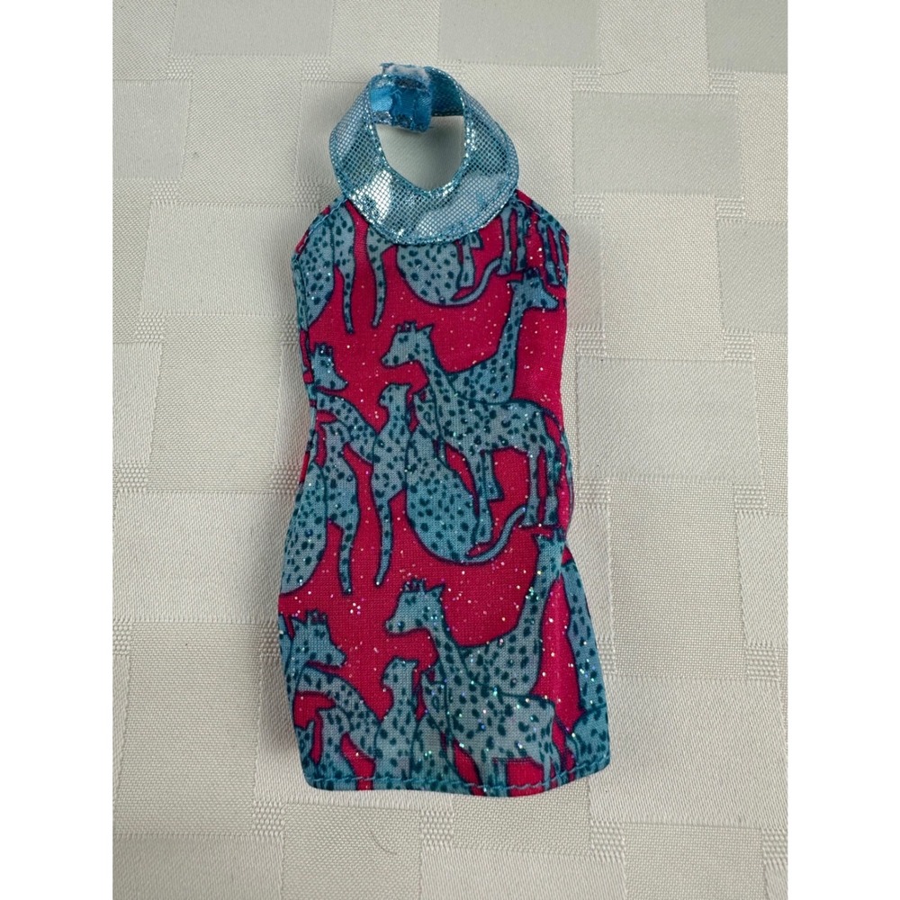 Barbie‎ Mod Dress Pink Blue Print Mattel Doll Clothes Vintage